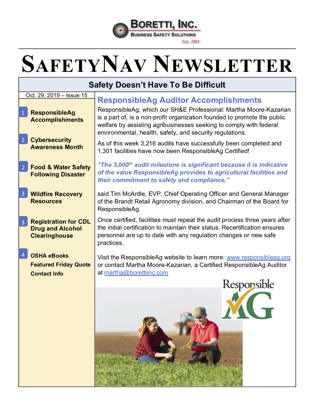 SafetyNav Newsletter #15